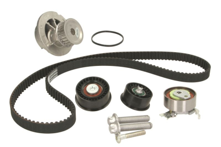 Distributie - Set distributie potrivit OPEL ASTRA G, ASTRA G CLASSIC, ASTRA G/KOMBI, COMBO TOUR, COMBO/MINIVAN, CORSA B, CORSA C, MERIVA A, TIGRA 1.4-1.6CNG dupa 1994 (curea + intinzator + pompa apa)