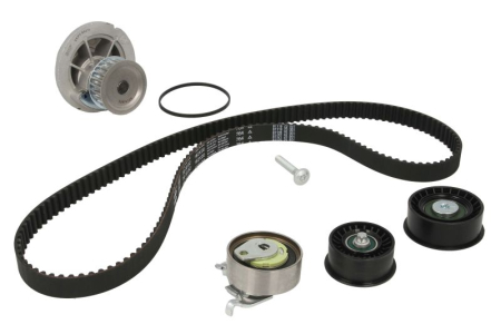 Distributie - Set distributie potrivit OPEL ASTRA G, ASTRA G CLASSIC, ASTRA G/KOMBI, COMBO TOUR, COMBO/MINIVAN, CORSA B, CORSA C, MERIVA A, TIGRA 1.4-1.6CNG dupa 1994 (curea + intinzator + pompa apa)