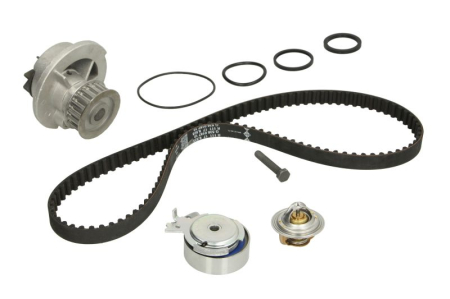 Distributie - Set distributie potrivit OPEL ASTRA G, ASTRA G/KOMBI, COMBO TOUR, COMBO/MINIVAN, MERIVA A 1.6 dupa 1998 (curea + intinzator + pompa apa)