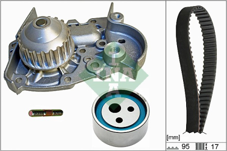 Set distributie potrivit RENAULT 19 I, 19 I CHAMADE, 19 II, 19 II CHAMADE, CLIO I, MEGANE I CLASSIC, MEGANE SCÉNIC, RAPID/MINIVAN 1.2/1.4/1.6 1988-2014 (curea + intinzator + pompa apa) [1]