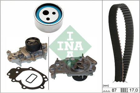 Distributie - Set distributie (curea + intinzator + pompa apa) potrivit RENAULT 19 I, 19 I CHAMADE, 19 II, 19 II CHAMADE, CLIO II, MEGANE I CLASSIC, MEGANE SCÉNIC, TWINGO II 1.2/1.4/1.6 07.88-09.14