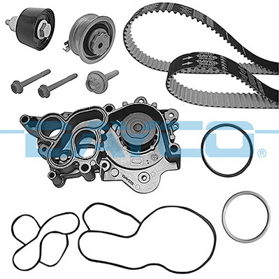 Distributie - Set distributie potrivit SEAT ALHAMBRA, ATECA, IBIZA IV, IBIZA IV SC, IBIZA IV ST, IBIZA V, LEON, LEON SC, LEON ST, LEON ST/KOMBI, MII 1.0-Electric dupa 2011 (curea + intinzator + pompa apa)