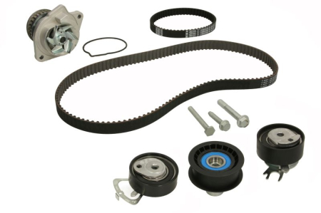 Distributie - Set distributie potrivit SEAT ALTEA XL, AROSA, IBIZA IV, IBIZA IV SC, IBIZA IV ST, LEON, TOLEDO II; SKODA FABIA I 1.4/1.4LPG/1.6 1997-2015 (curea + intinzator + pompa apa)