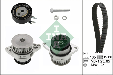 Set distributie potrivit SEAT AROSA, CORDOBA, CORDOBA VARIO, IBIZA II, INCA; VW CADDY II, CADDY II/MINIVAN, GOLF III, POLO 1.3/1.4/1.7D 1991-2004 (curea + intinzator + pompa apa) [1]