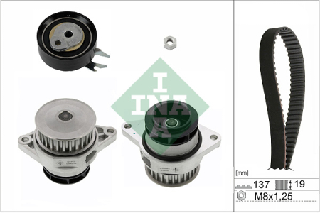 Set distributie (curea + intinzator + pompa apa) potrivit SEAT CORDOBA, CORDOBA VARIO, IBIZA II, INCA; SKODA FELICIA I, FELICIA II, OCTAVIA I; VW CADDY II 1.6 09.92-09.04 [1]