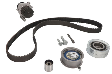 Distributie - Set distributie (curea + intinzator + pompa apa) potrivit SEAT CORDOBA, IBIZA III, LEON, TOLEDO II; SKODA FABIA I, FABIA I PRAKTIK, OCTAVIA I, SCALA; VW BORA I 1.6D/1.9D/2.5D 08.97-