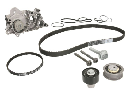 Distributie - Set distributie (curea + intinzator + pompa apa) potrivit SEAT IBIZA IV, IBIZA IV SC, IBIZA IV ST, IBIZA V, LEON, LEON SC, MII; SKODA CITIGO, E-CITIGO, FABIA III 1.0-Electric 08.11-