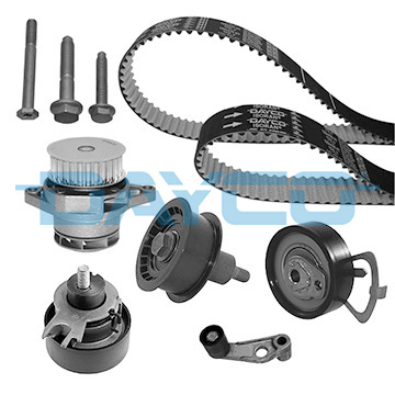 Distributie - Set distributie (curea + intinzator + pompa apa) potrivit SEAT LEON, TOLEDO II; VW BORA, BORA I, GOLF IV, LUPO I, POLO, POLO III 1.6 09.98-06.06