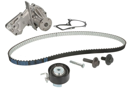Distributie - Set distributie (curea + intinzator + pompa apa) potrivit VOLVO C30, S40 II, V50; FORD B-MAX, C-MAX, C-MAX II, ECOSPORT, FIESTA, FIESTA V, FIESTA VI, FOCUS C-MAX 1.2-1.6LPG 11.01-
