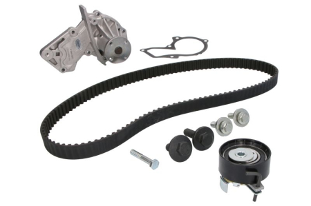 Distributie - Set distributie (curea + intinzator + pompa apa) potrivit VOLVO C30, S40 II, V50; FORD B-MAX, C-MAX, C-MAX II, ECOSPORT, FIESTA, FIESTA V, FIESTA VI, FOCUS C-MAX 1.2-1.6LPG 11.01-
