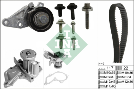 Set distributie potrivit VOLVO S40 II, V50; FORD COURIER, FIESTA, FIESTA IV, FIESTA V, FIESTA/HATCHBACK, FIESTA/MINIVAN, FOCUS C-MAX 1.2-1.7 1995-2019 (curea + intinzator + pompa apa) [1]