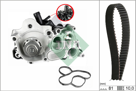 Distributie - Set distributie (curea + pompa apa) potrivit AUDI A1, A3, Q2; SEAT ARONA, ATECA, IBIZA IV, IBIZA IV SC, IBIZA IV ST, IBIZA V, LEON, LEON SC, LEON ST, TOLEDO IV 1.0/1.0CNG/1.2 08.12-
