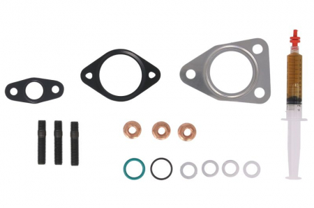 Set montaj esapament - Set montaj turbocompresor (cu garnituri) potrivit ALFA ROMEO 159, BRERA, GIULIETTA, SPIDER; FIAT BRAVO II, DOBLO, DOBLO CARGO, FREEMONT, SEDICI; OPEL ASTRA J, ASTRA J GTC, COMBO TOUR 1.6D/2.0D 06.06-
