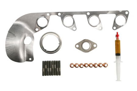 Set montaj esapament - Set montaj turbocompresor (cu garnituri) potrivit JEEP COMPASS; MITSUBISHI LANCER VIII; SEAT ALTEA, ALTEA XL, LEON, TOLEDO III; SKODA OCTAVIA II; VW GOLF V, JETTA III, PASSAT B6, TOURAN 2.0D 08.05-