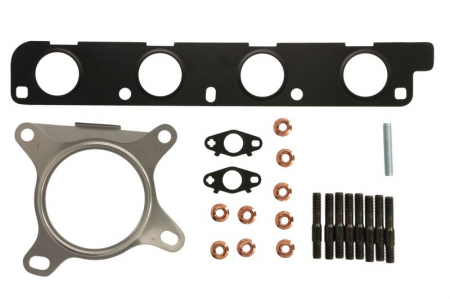 Set montaj esapament - Set montaj turbocompresor potrivit AUDI A1, A3, Q3, TT; SEAT ALHAMBRA, ALTEA, ALTEA XL, LEON, TOLEDO III; SKODA OCTAVIA II; VW AMAROK, BEETLE, EOS, GOLF V, GOLF VI, JETTA III, JETTA IV 2.0 09.04-