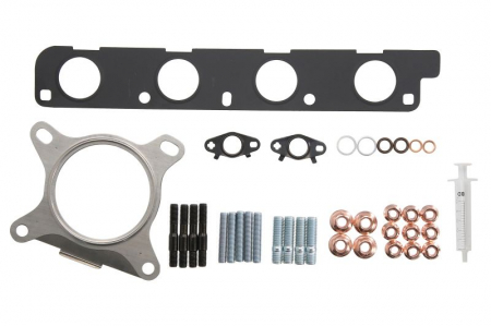 Set montaj esapament - Set montaj turbocompresor potrivit AUDI A3, TT; SEAT ALHAMBRA, ALTEA, ALTEA XL, LEON, TOLEDO III; SKODA OCTAVIA II, SUPERB II, YETI; VW CC B7, GOLF VI 1.8 11.06-
