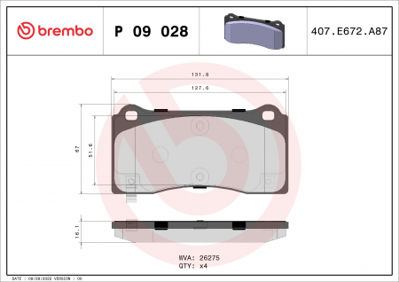 Piese Tesla - Set placute frana Fata (cu suplimente; cu un tampon de amortizare), potrivit TESLA MODEL 3, MODEL Y Electric 01.17-