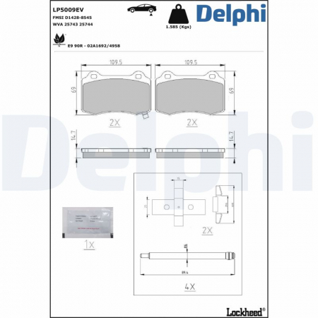 Set placute frana Spate (cu suplimente; cu un tampon de amortizare pentru vehicule electrice), potrivit JEEP GRAND CHEROKEE III; TESLA MODEL S, MODEL X 4.7/Electric 06.05- [1]