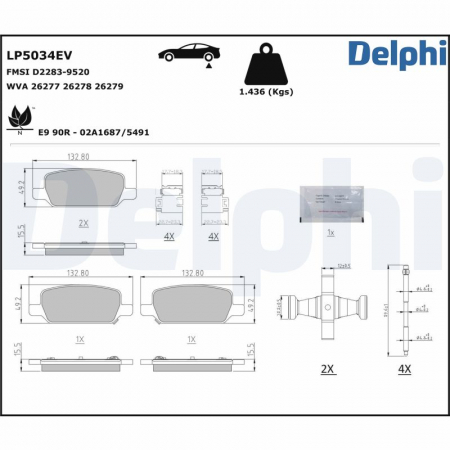 Set placute frana Spate (cu suplimente; cu un tampon de amortizare pentru vehicule electrice), potrivit TESLA MODEL 3, MODEL Y Electric 01.17- [1]