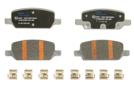 Piese Tesla - Set placute frana Spate (cu suplimente; cu un tampon de amortizare pentru vehicule electrice), potrivit TESLA MODEL 3, MODEL Y Electric 01.17-