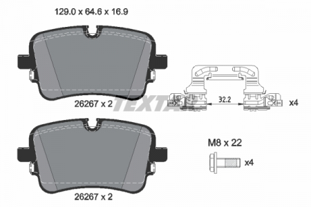 Piese auto electrice - Set placute frana Spate (cu suruburi de ghidare a etrierului de frana), potrivit AUDI A6 ALLROAD C8, A6 C8, A7, A8 D5, E-TRON, Q7, Q8, Q8 E-TRON; VW TOUAREG 2.0-Electric 01.15-