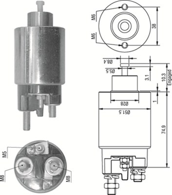 Solenoid electromotor potrivit CITROEN BERLINGO, BERLINGO/MINIVAN, XSARA PICASSO; PEUGEOT 206, 307, 407, PARTNER, PARTNER/MINIVAN 1.9D/2.0D 06.96-12.15 [2]