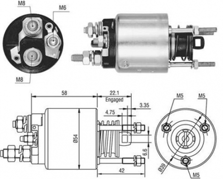 Alternatoare Electromotoare - Solenoid electromotor potrivit FIAT BRAVA, BRAVO I, MAREA, PALIO, SEICENTO / 600 1.0-1.4 1995-2010