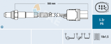 Sonda lambda - Sonda lambda (numar de fire 6, 500mm) MERCEDES C (A205), C (C204), C (C205), C T-MODEL (S204), C T-MODEL (S205), C (W204), C (W205), CLS (C218), CLS SHOOTING BRAKE (X218) 1.3D-6.0 dupa 2001