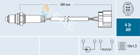 Sonda Lambda (numar fire 4, 300mm) potrivit JAGUAR S-TYPE II, XF I, XJ, XK II 2.5-5.0 01.99-12.19 [2]