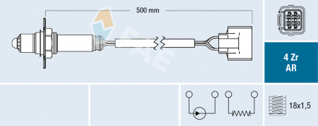 Sonda Lambda (numar fire 4, 500mm) potrivit SUBARU FORESTER, LEGACY IV 2.5 09.03-09.13 [2]
