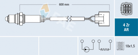 Sonda Lambda (numar fire 4, 600mm) potrivit SUBARU FORESTER, LEGACY IV, OUTBACK, SVX 2.5/3.3 09.92-09.13 [2]