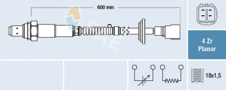 Sonda Lambda (numar fire 4, 600mm) potrivit TOYOTA PRIUS, YARIS 1.5H/1.8 09.03-12.11 [2]