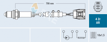 Sistem evacuare - Sonda Lambda (numar fire 4, 700mm) potrivit MAZDA 3, 6, 6/KOMBI, CX-5 2.2D 04.12-