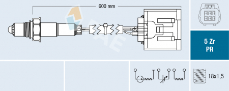 Sonda lambda (numar fire 5, 600mm) potrivit MAZDA 6 2.5 08.07-07.13 [1]
