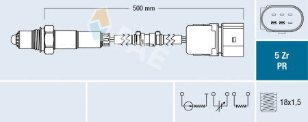 Sonda lambda (numar fire 6, 500mm) potrivit LAMBORGHINI GALLARDO; SEAT AROSA, CORDOBA, CORDOBA VARIO, IBIZA II, INCA; SKODA FABIA I; VW CADDY II, CADDY II/MINIVAN, LUPO I 1.4/5.0 09.98- [2]