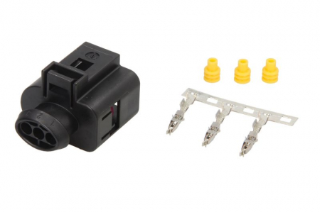 Stecher cu mufa metalica numar pini: 3, kit reparatie potrivit AUDI A3, A4 B5, A6 C6; SEAT IBIZA III; SKODA OCTAVIA I, OCTAVIA II; VW GOLF IV, GOLF V, PASSAT B6, POLO, TRANSPORTER IV  [1]