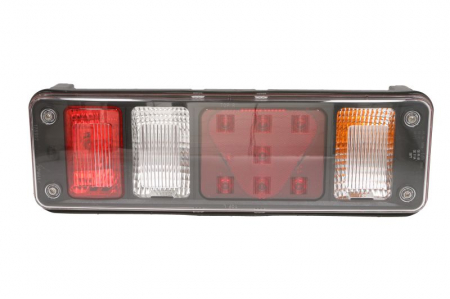 Stop lampa spate stanga Hibrid (LED/P21W, 24V, cu semnalizator, cu lumina ceata, lumina marsalier, cu lumina stop, lumina parcare, reflector triunghiular, marcaj lateral, conector: 4x SuperSeal 2PIN/A [0]