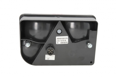 Stop spate dreapta BBSKW 830 (C5W/P21/5W/P21W/PY21W, 12V, cu intermitent, cu far de ceață, lumina de marșarier, cu stop, lumină de parcare, cu iluminare placuta, reflector triunghiular, conector: Bayo [1]
