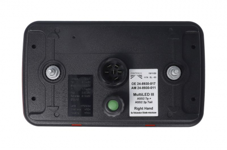 Stop spate dreapta MULTILED III (LED, 12/24V, cu intermitent, cu far de ceata, marsarier, cu stop, lumina de parcare, reflector triunghiular, conector: 2x ASS2 2PIN/ASS2 7PIN) potrivit ADR [1]