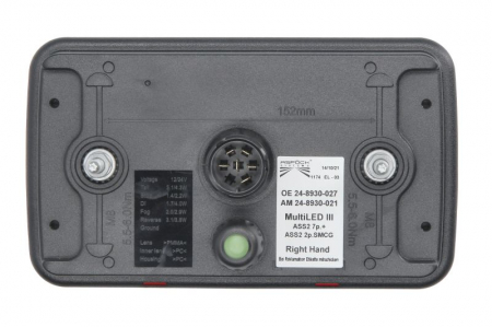Stop spate dreapta MULTILED III (LED, 12/24V, cu intermitent, cu far de ceata, marsarier, cu stop, lumina de parcare, reflector triunghiular, conector: 2x ASS2 2PIN/ASS2 7PIN) potrivit ADR [1]