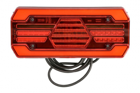 Stopuri - Stop spate stanga (LED, 12/24V, cu intermitent, cu far ceață, lumina de marșarier, cu stop, lumină de parcare, cu iluminare placuta, reflector, indicator dinamic, lungime cablu: 2m)
