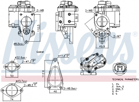 Supapa EGR - Supapa EGR potrivit RENAULT GRAND SCENIC II, LAGUNA II, MEGANE II, MEGANE II/KOMBI, SCENIC II; SUZUKI GRAND VITARA II 1.9D 03.01-