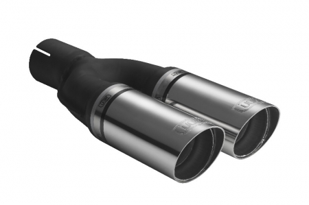 Piese Auto - Teava evacuare sport dublu esapament rotund otel inoxidabila diametru 60mm, lungime 220mm, diametru  montaj 55mm