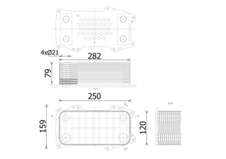 Radiator ulei - Termoflot (282x82x159mm) potrivit MAZ 200; FENDT 200, 300, 500, 700, 800, 900; DEUTZ FAHR 7000, 9000, AGROTRON L, AGROTRON X; VOLVO ABG 33CTA-TTCD7.8L06