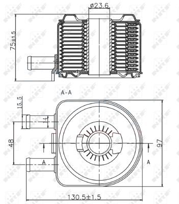 Radiator ulei - Termoflot radiator ulei potrivit CITROEN BERLINGO, C4 I, C5, C5 I, C5 II, C8, EVASION, JUMPER, JUMPY, XANTIA, XSARA, XSARA PICASSO; PEUGEOT 206, 206 SW, 306, 307, 307 SW, 406, 407 2.0 - (95x67x102, cu