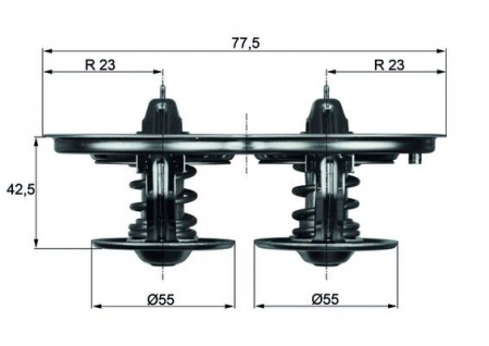 Termostat - Termostat lichid racire (75°C/75°C, cu garnitura) potrivit SCANIA 4, G I, P I, R I, T DC11.01-DT16.08 05.95-05.19