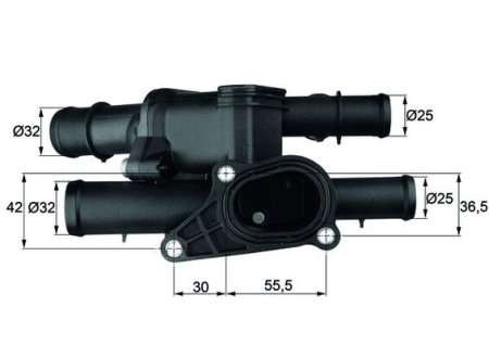 Termostat sistem racire potrivit AUDI A3; SKODA OCTAVIA I; VW BORA, BORA I, GOLF IV, GOLF V, PASSAT B6, POLO, POLO III CLASSIC, TOURAN 1.6/2.8 1995-2010 (105°C, in carcasa) [1]
