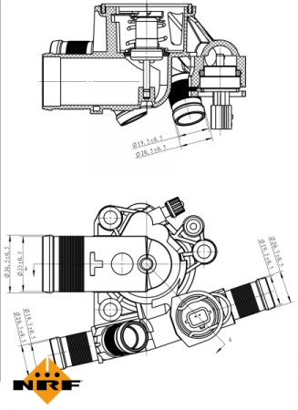 Termostat - Termostat sistem racire (83°C, in carcasa) potrivit NISSAN PRIMASTAR; OPEL VIVARO A; RENAULT ESPACE IV, LAGUNA III, TRAFIC II 2.0D 01.06-