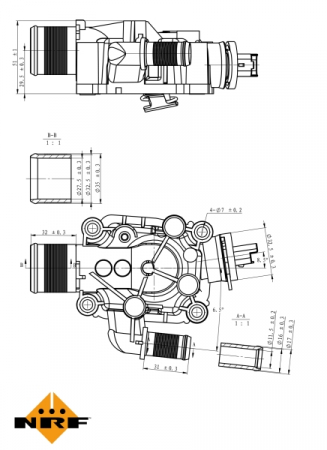 Termostat sistem racire potrivit CITROEN BERLINGO MULTISPACE, BERLINGO/MINIVAN, C-ELYSEE, C2, C3 I, C3 III, C3 PLURIEL, C4, C4 I, XSARA PICASSO 1.4/1.6/1.6ALK dupa 2000 - (91°C, in carcasa) [1]