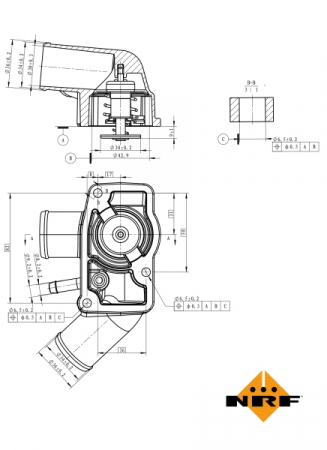 Termostat sistem racire potrivit CADILLAC BLS; OPEL SIGNUM, VECTRA C, VECTRA C GTS; SAAB 9-3, 9-5 1.9D/2.0D/2.2D dupa 1998 - (92°C, in carcasa) [1]